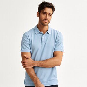 Goodfellow & Co Polo Shirt Button Collar Short Sleeve Light Blue XL